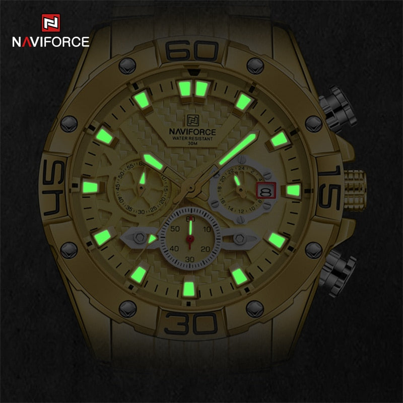 NAVIFORCE Fashion Watches For Men Luxury Original Classic Quartz Clock Analog Chronograph Sport Waterproof Steel Band WristWatch