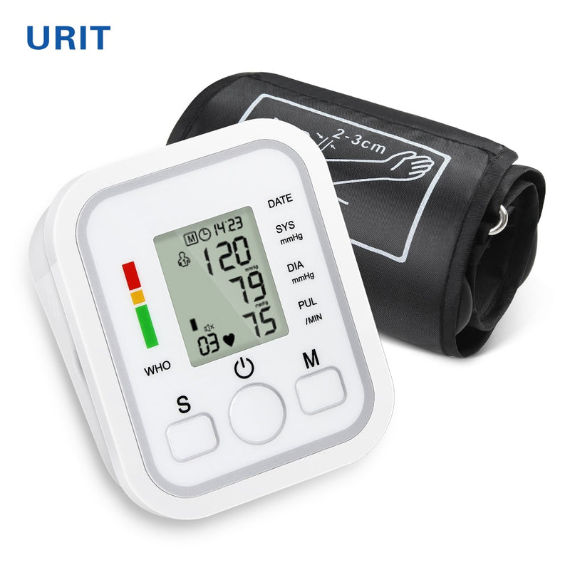 Monitor de presión arterial Digital BP, tonomete de presión, máquina automática para la parte superior del brazo, medidor de monitoreo de frecuencia de pulso para pantalla LCD para el hogar