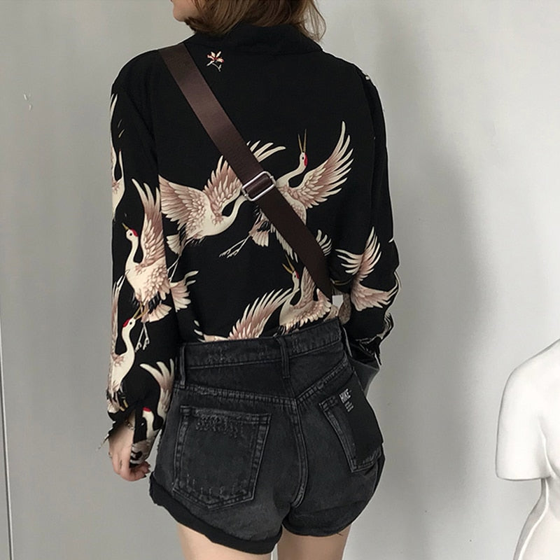 Vintage Printed Fashion Women Blouses 2022 women Long Sleeve Shirts print Chiffon blouse women ladies Loose Femme top 0845 30