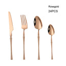 24 teile/los Koreanische Lebensmittel Tragbare Besteck 304 Edelstahl Tisch Gabel Messer Löffel Abendessen Geschirr Gold Geschirr Sets