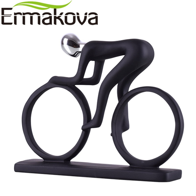 ERMAKOVA Modern Abstract Resin Bicycler Cyclist Statue Bicycle Rider Statue Bike Racer Rider Figurine Office Living Room Decor