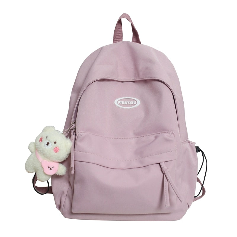 HOCODO Simple Solid Color Female Backpack Trend Waterproof Nylon Women Backpack Casual School Bag For Teenage Girls Shoulder Bag