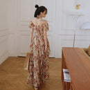 Women Maxi Floral Ruffle Dress Summer 2022 Runway Boho Vintage French Fairy Dress Honeymoon Vacation Party Prom Dress Long New