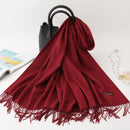 2022 Winter Scarf Solid Thick Women Cashmere Scarves Neck Head Warm Hijabs Pashmina Lady Shawls And Wraps Bandana Tassel