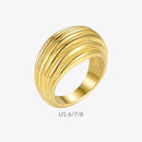 ENFASHION Chunky Lines Rings For Women Gold Color Elegant Ring Stainless Steel Friends Gifts Fashion Jewelry Anillos Mujer R4069