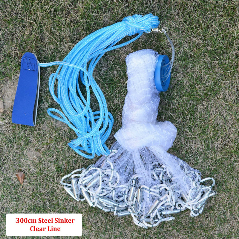XC LOHAS Amerikanisches Handguss-Fischernetz 2,4 m bis 7,2 m, kleines Maschennetz, Handwurfnetz mit Blei und ohne Bleifischfalle