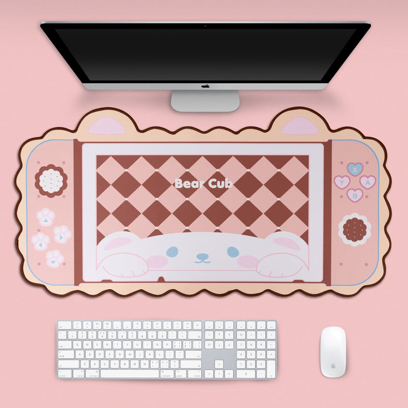 Alfombrilla de ratón grande, alfombrilla de escritorio con orejas de gato bonitas, juegos de ordenador gruesos, antideslizante, dibujos animados de niña rosa, superbonita para niña, juego para niño de 80CM x 40CM