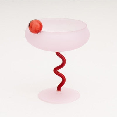 New Ins Slash Glass Cup Jelly Beans Twisty Goblet Drinking Glasses for Drinks Frosted Sweetmeats Cup Of Ice Cream Cereal Bowl