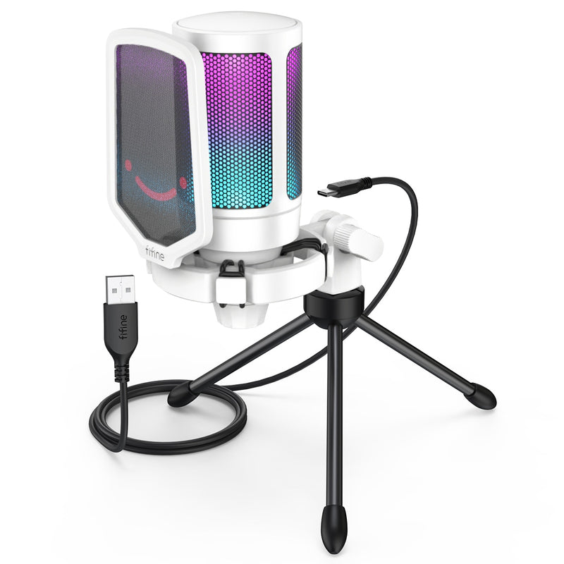 Micrófono de condensador USB FIFINE para juegos, para PC PS4 PS5 MAC con filtro Pop, montaje de choque y Control de ganancia para Podcasts