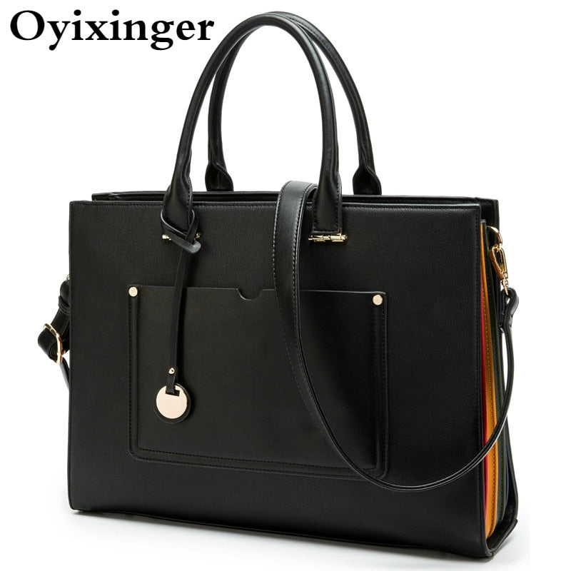 OYIXINGER Frauen Aktentasche 2022 Neue Mode Umhängetasche Damen Leder Laptoptasche Für 13 "Macbook Große Kapazität Tasche Weiblich