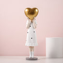 Modern Fashion Balloon Girl Figurines Sweet Pink Girls For Room Decor,Chic Distinctive Bithday Gift for Girl,Home Interior Decor
