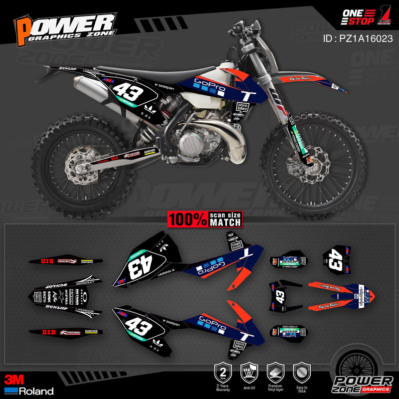 PowerZone Custom Team Graphics Backgrounds Decals 3M Stickers Kit For KTM SX SXF MX 16-18  EXC XCW Enduro 17-19 125 to 500cc 23