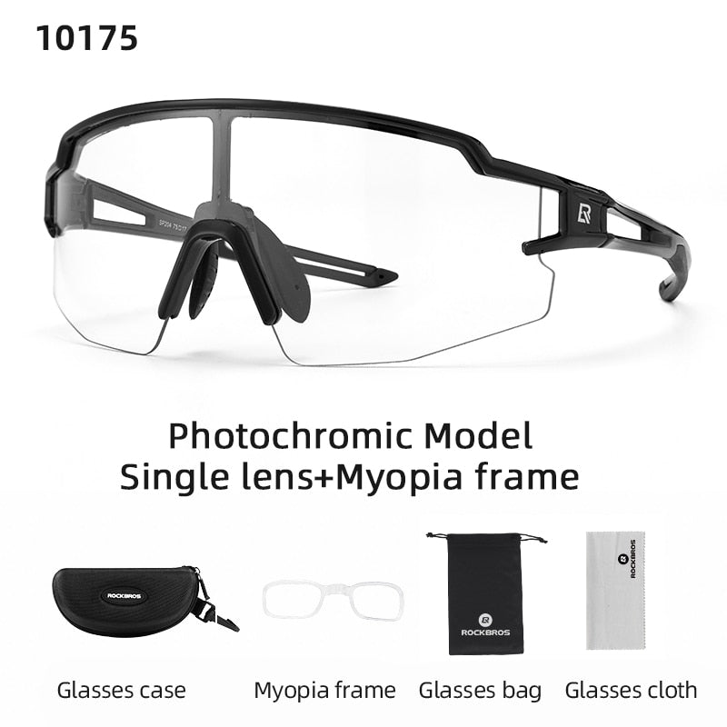 Gafas de ciclismo fotocromáticas ROCKBROS, gafas polarizadas integradas para miopía, gafas de sol deportivas para hombres y mujeres, gafas para ciclismo