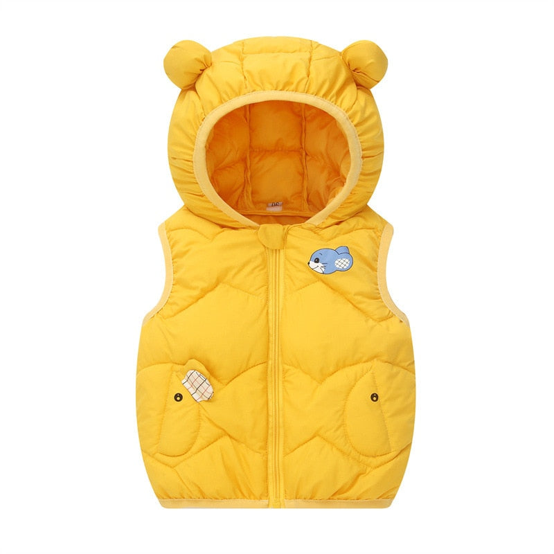 Children Warm Down Vest Autumn Baby Boys Girls Thicken Waistcoat Kids Outerwear Vests Children High Quality Hooded Jackets Vest