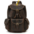 Vintage Crazy Horse Leder Herren Rucksack Unisex Rindsleder 14" Laptop Rucksack Damen dickes echtes Leder Schultasche Freizeittasche