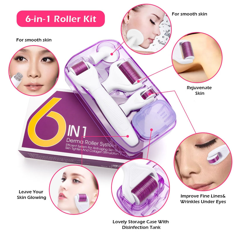 DRS 4/5/6/8 In 1 Derma Roller Needle Microdermabrasion Facial Rollor Microneedle Kits Hautverjüngung Narben entfernen Hautpflege