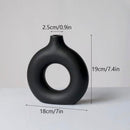 Nordic Circular Hollow Ceramic Vase Pampas Grass Donuts Flower Pot Home Decoration Accessories Office Living Room Interior Decor