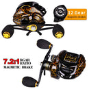 Fishing Baitcasting Reel All Metal Spool 18+1BB 10kg/22LB Max Drag Force Speed Ratio 7.2:1 Magnetic Metal Casting Fishing Reel