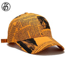 FS Yellow Newspaper Pattern Baseball Caps For Mens Luxury Brand Women Designer Cap Snapback Hip Hop Trucker Hat Casquette Homme