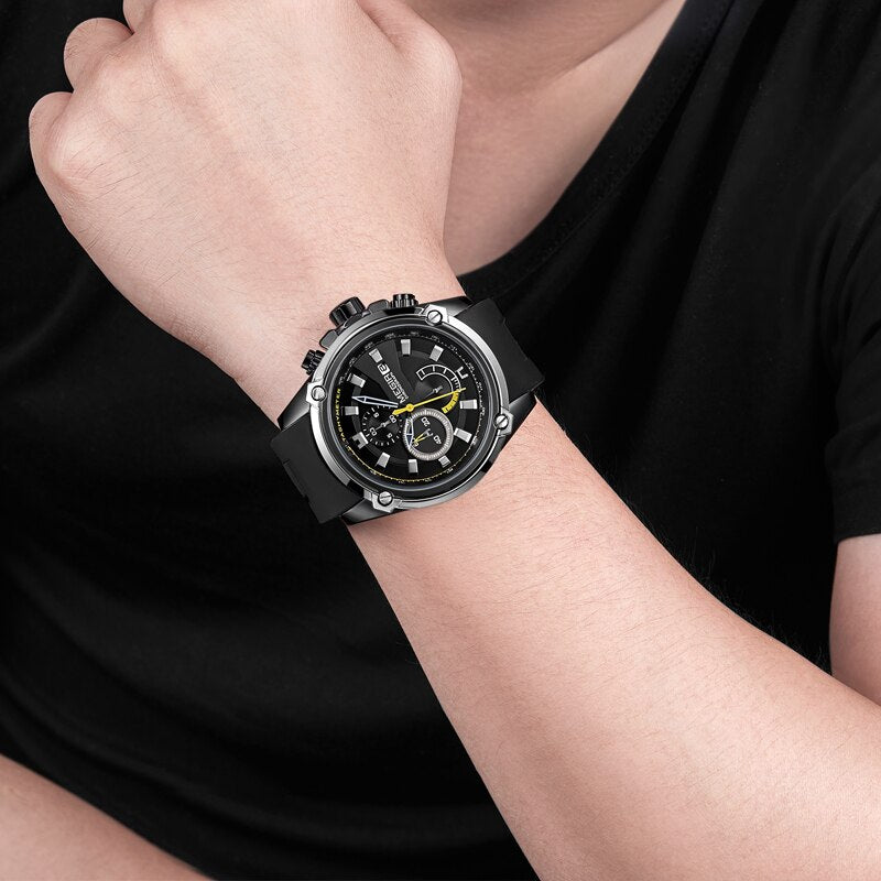 Reloj MEGIR de moda para hombre, cronógrafo de lujo de marca superior, relojes deportivos impermeables para hombre, reloj de pulsera militar con fecha automática de silicona