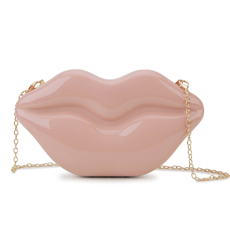 Sexy Red Lips Design Women Party Clutch  Evening Bag  Dazzling Female Chain Bag Crossbody Bag Purses and Handbags Pouch Fashion