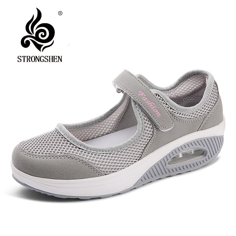 STRONGSHEN Women Flat Platform Shoes Summer Fashion Woman Breathable Mesh Casual Shoes Moccasin Zapatos Mujer Ladies Boat Shoes