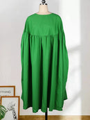 Frauen Lose Kleider O Hals Plissee Lässige Mode Große Damen Weibliche Afrikanische Mode Frühling Sommer Neue 2022 Baggy Roben