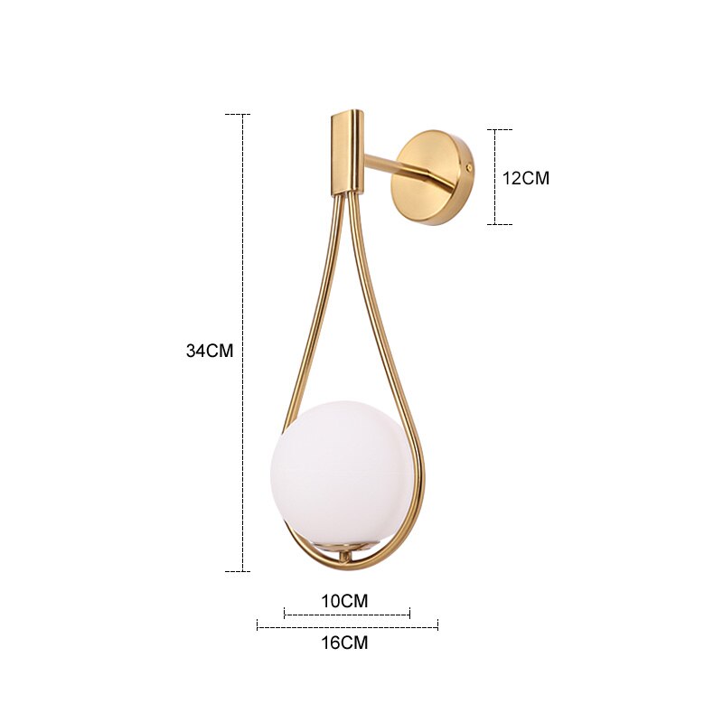 Nordic Modern Wall Lamp Glass Lampshade Bedside Brass Metal Bedroom Deco Light For Bedside Reading Stairs Corridor Lighting