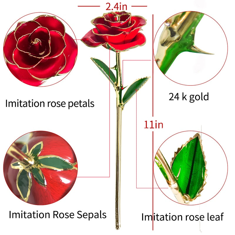 Gifts for Women 24k Gold Dipped Rose with Stand Eternal Flowers Forever Love In Box Girlfriend Wedding Christmas Gifts for Her