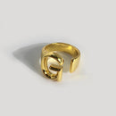 Foxanry 925 Stamp 26 English Letter Rings for Women Fashion Vintage France Gold Plated Irregular Party Jewelry Gifts