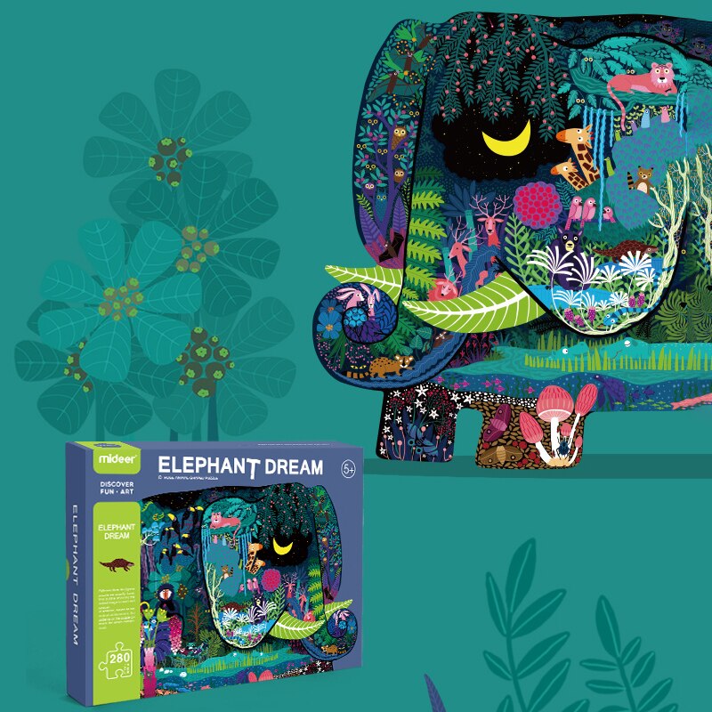 Mideer 280 STÜCKE Puzzle Montessori Spielzeug Für Kinder 3-6 Jahre Papier Pädagogischer Elefant Antistress Puzzle Tier Kreative Spiele