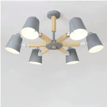 Nordic wood ceiling chandelier adjustable E27 LED chandelier dining room living room bedroom hotel apartment with free bulb