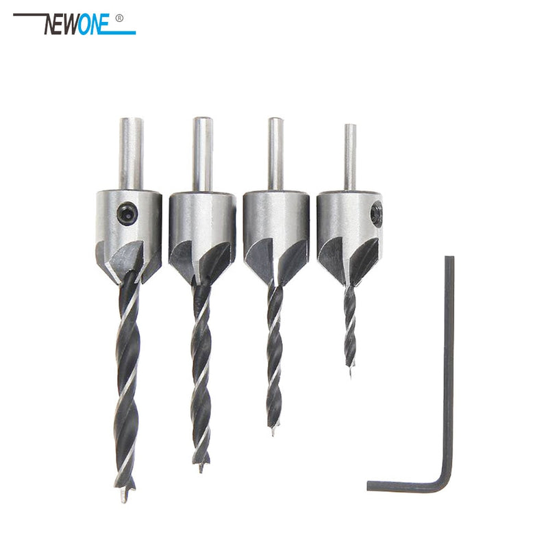 4/7pcs Flute Countersink Drill Bit Set Screw Woodworking Drill Press Set Reamer Screw Wood Tool 3-6mm