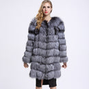 ZADORIN Furry Silver Fox Faux Fur Coat Women Luxury Winter Thick Warm Long Faux Fur Jackets and Coats Ladies Overcoat Streetwear