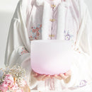 8 Inch Half Pink Color Third Eye Crown Root Sacral Solar Heart Throat CDEFGABFrosted Quartz Crystal Singing Bowl