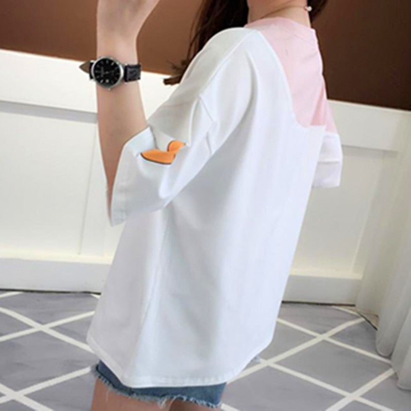 Kawaii Clothes T-shirts Korean Fashion Women Cute Tops Pink Girl Camisetas Ropa de Mujer Blusas 2022 T Shirt Y2k Anime Summer