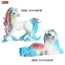 Oenux Classic Mythical Rainbow Pegasus Simulation Animal Original Fairy Tale Fly Horse Action Figures Model PVC Educational Toys