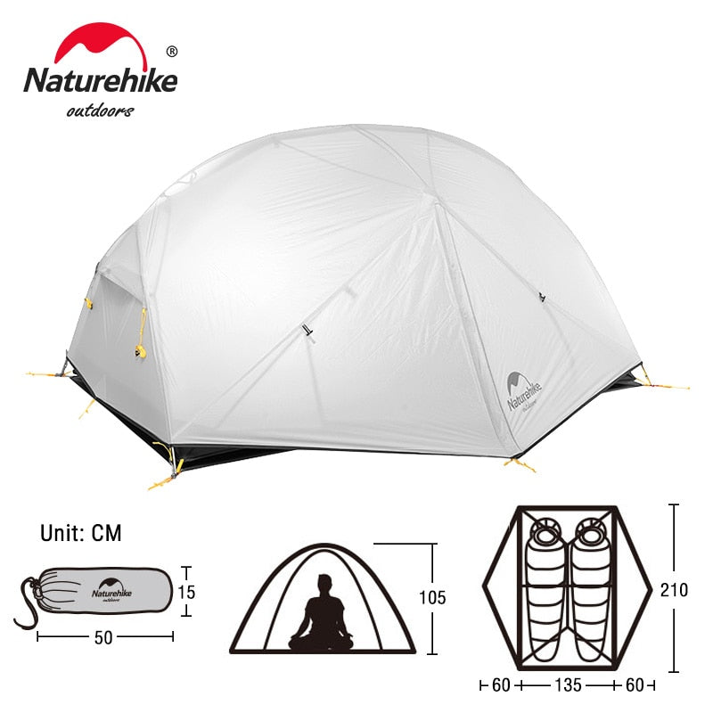 Naturehike Mongar Tent 2 Person Ultralight Travel Tent Double Layer Waterproof Tent Backpacking Tent Outdoor Hiking Camping Tent