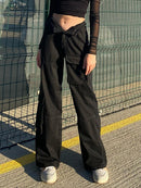 Rockmore Brown Vintage Baggy Jeans Women 90s Streetwear Pockets Wide Leg Cargo Pants Low Waist Straight Denim Trousers 2021