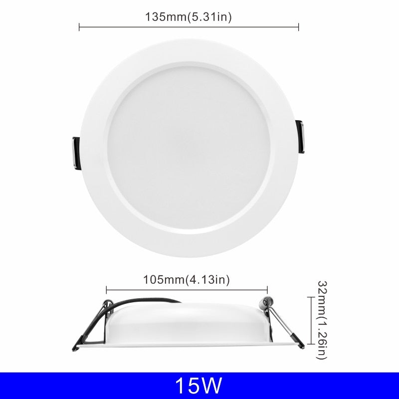 10 unids/lote de luz descendente Led de 3W, 5W, 7W, 9W, 12W, 15W, 220V, luz de techo empotrada, Panel Led redondo de 3/4/5 pulgadas, iluminación de foco descendente