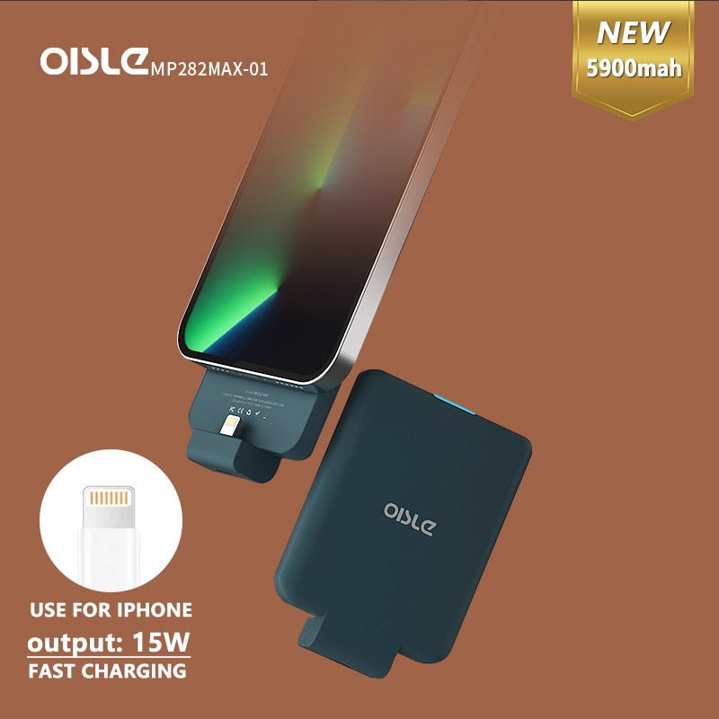 OISLE Mini Back clip battery For iPhone 12 11 X 7 8 6 Plus SE XS MAX XR SE2 Slim Backup External Battery Charger Case Power Bank