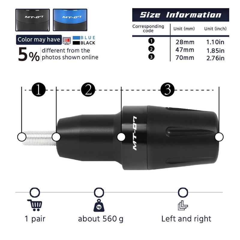 MT-07 Frame Sliders Crash Protector For YAMAHA MT07 2014-2023 FZ07 Tracer 700/GT 7 Motorcycle Accessories Falling Protection Pad