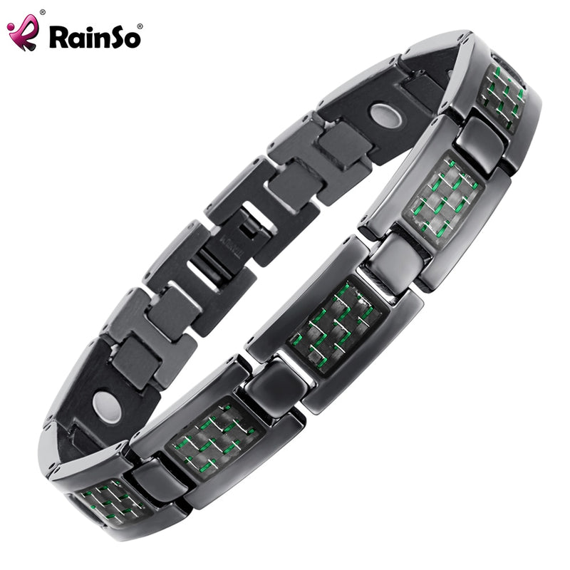 Pulsera de titanio Rainso Bio Energy, brazalete magnético para el cuidado de la salud, pulseras para aliviar el dolor para hombres, joyería de amistad a la moda