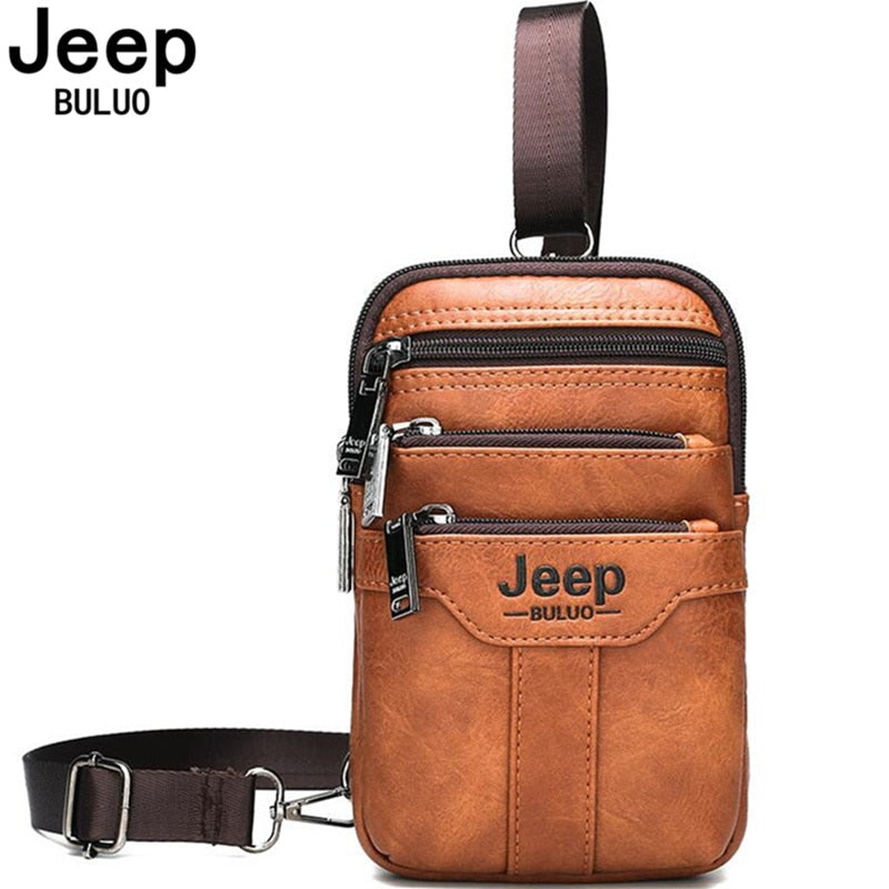 JEEP BULUO Men Shoulder Messenger Bags Small Multi-function Sling Chest Bag Legs Waist Bag For Man New Fashion Casual Crossbody