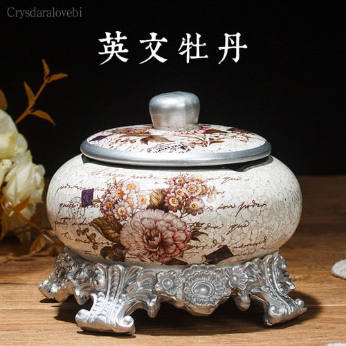 New Style Chinese Retro Ceramic Large with Lid Ashtray Modern Minimalist Creative Luxury Living Room Decoration Coffee Table