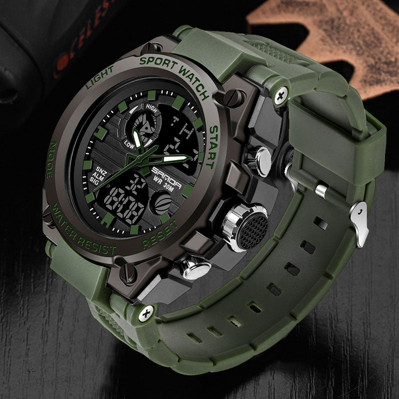 SANDA Marke Armbanduhr Herrenuhr Militärarmee Sport Stil Armbanduhr Dual Display Herrenuhr für Herren Uhr wasserdicht Stunden