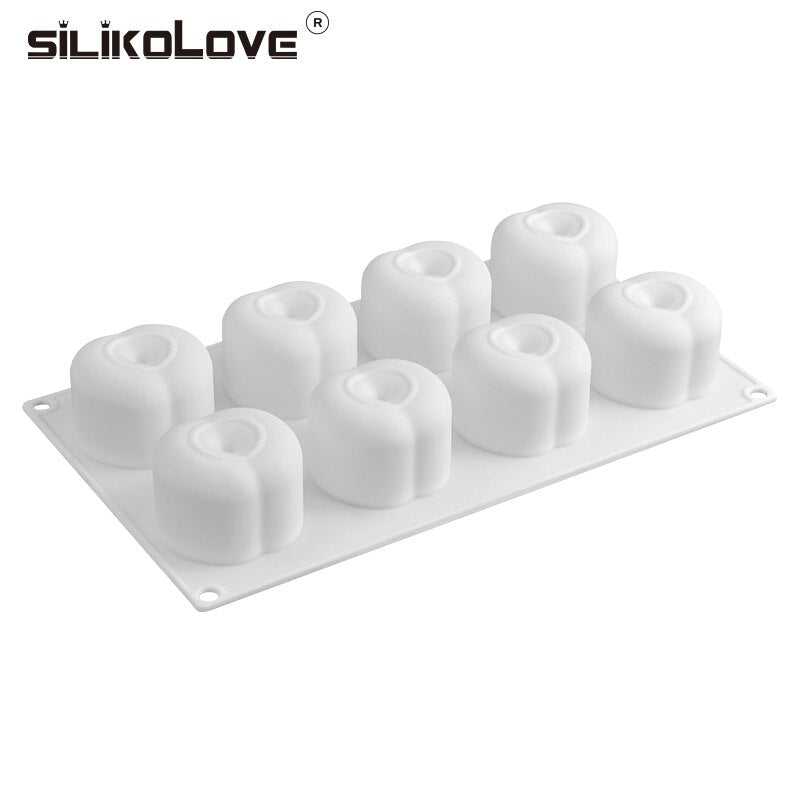 SILIKOLOVE, molde de silicona para pastel de cereza de 8 cavidades para hornear pasteles, herramientas de decoración de pasteles