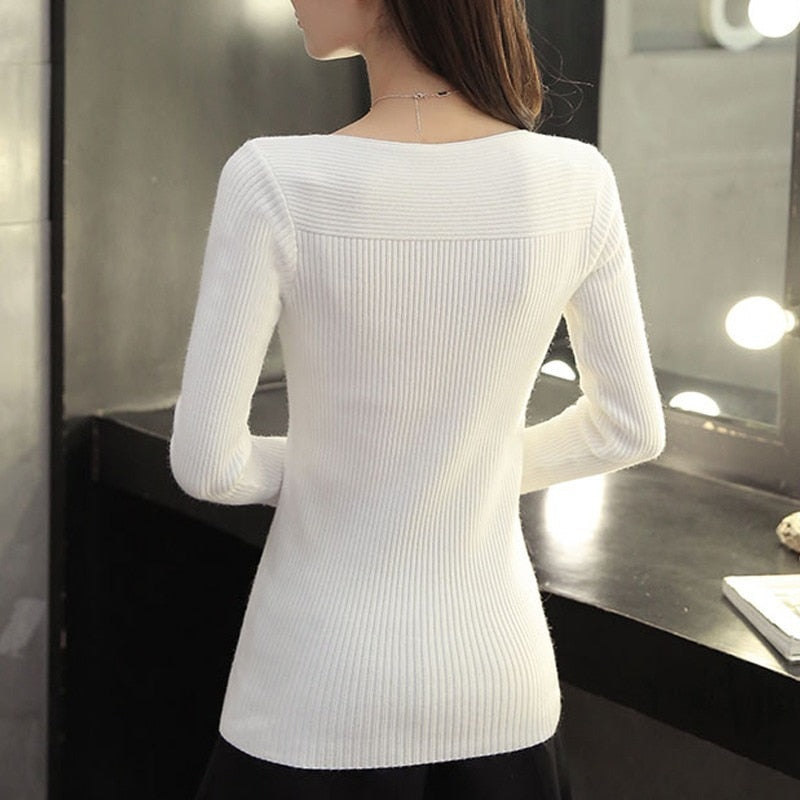 2023 Frühling Casual Langarm Herbst Strickpullover Frauen Pullover Pullover Korean Style Winter Slim White Pull Strickwaren 7571