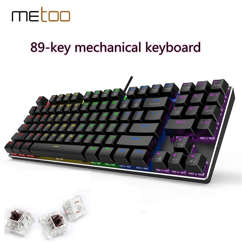 METOO Wired Gaming Mechanische Tastatur mit Hintergrundbeleuchtung, 89 Tasten, Anti-Ghosting, Blau, Rot, Braun, Schalter, Zahlentasten für Spiel, Laptop, PC, Russisch