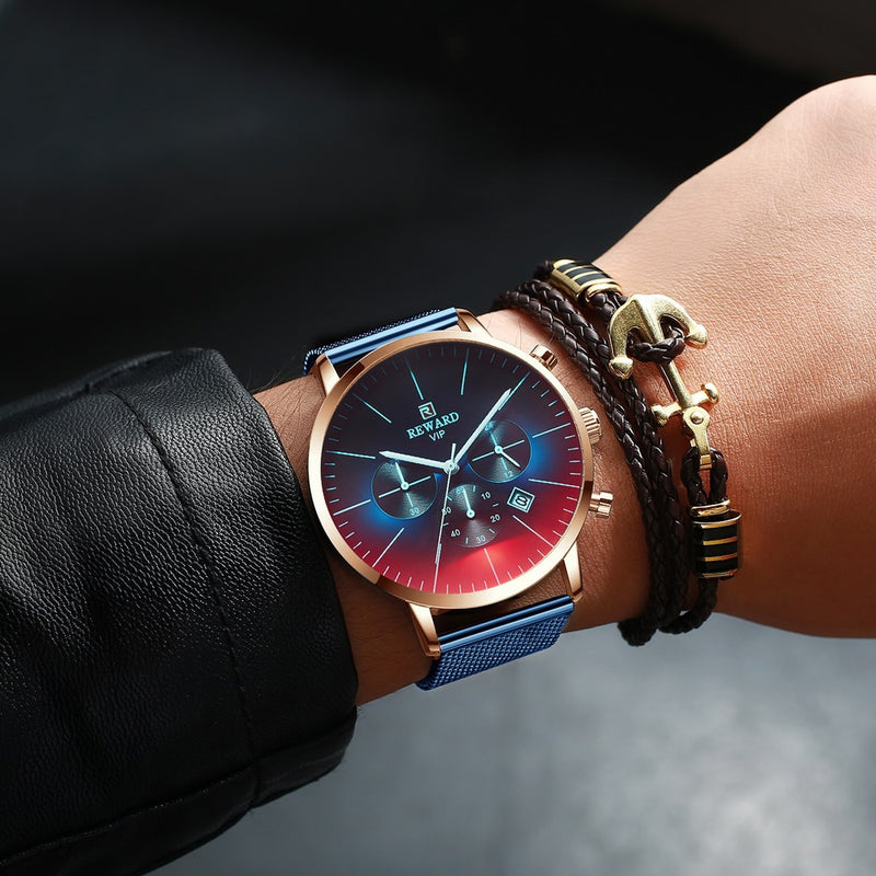 2022 nuevo reloj de cristal brillante de Color a la moda para hombre, cronógrafo de marca de lujo, reloj de negocios de acero inoxidable para hombre, reloj de pulsera para hombre